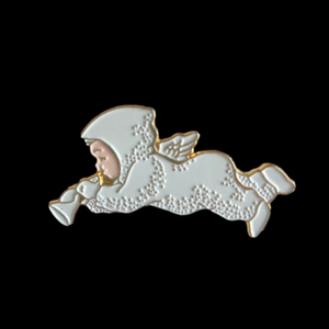 Snowbabies angel lapel pin brooch enamel on goldtone metal Dept 56 VINTAGE 1993